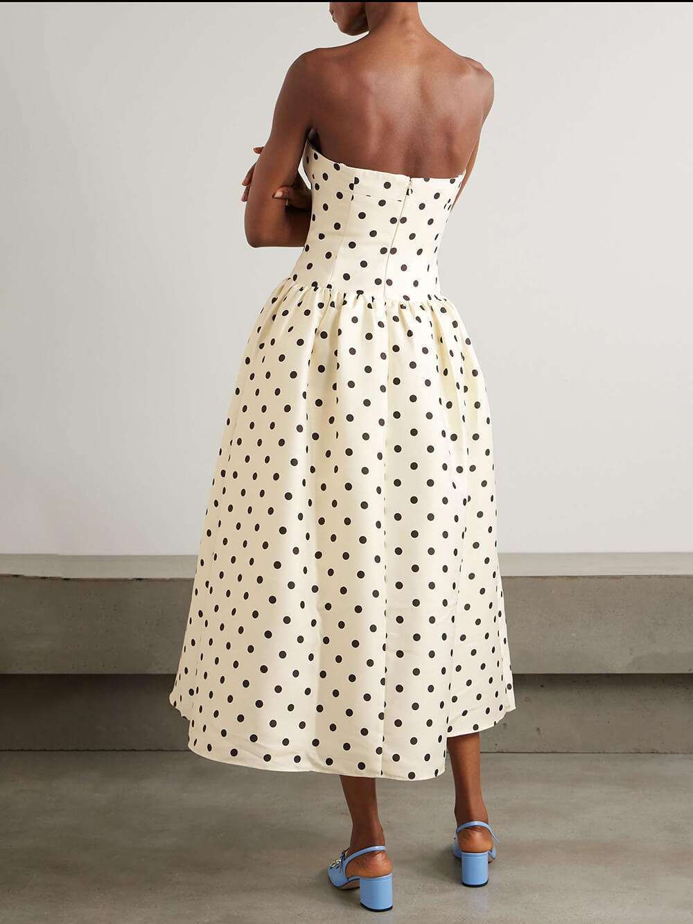 Classic Polka-Dot Print Satin Dress