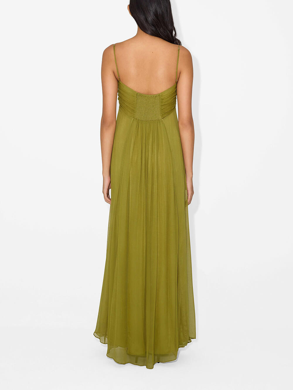 Metal Hollow Back Smocked A-line Slip Dress