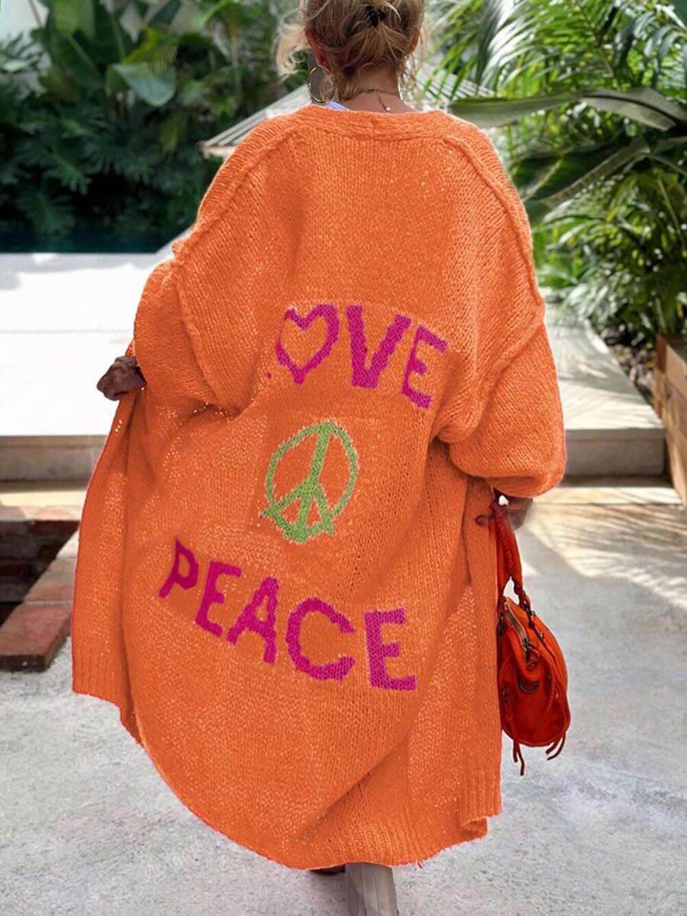 Heart Pattern Plus Size Knit Cardigan
