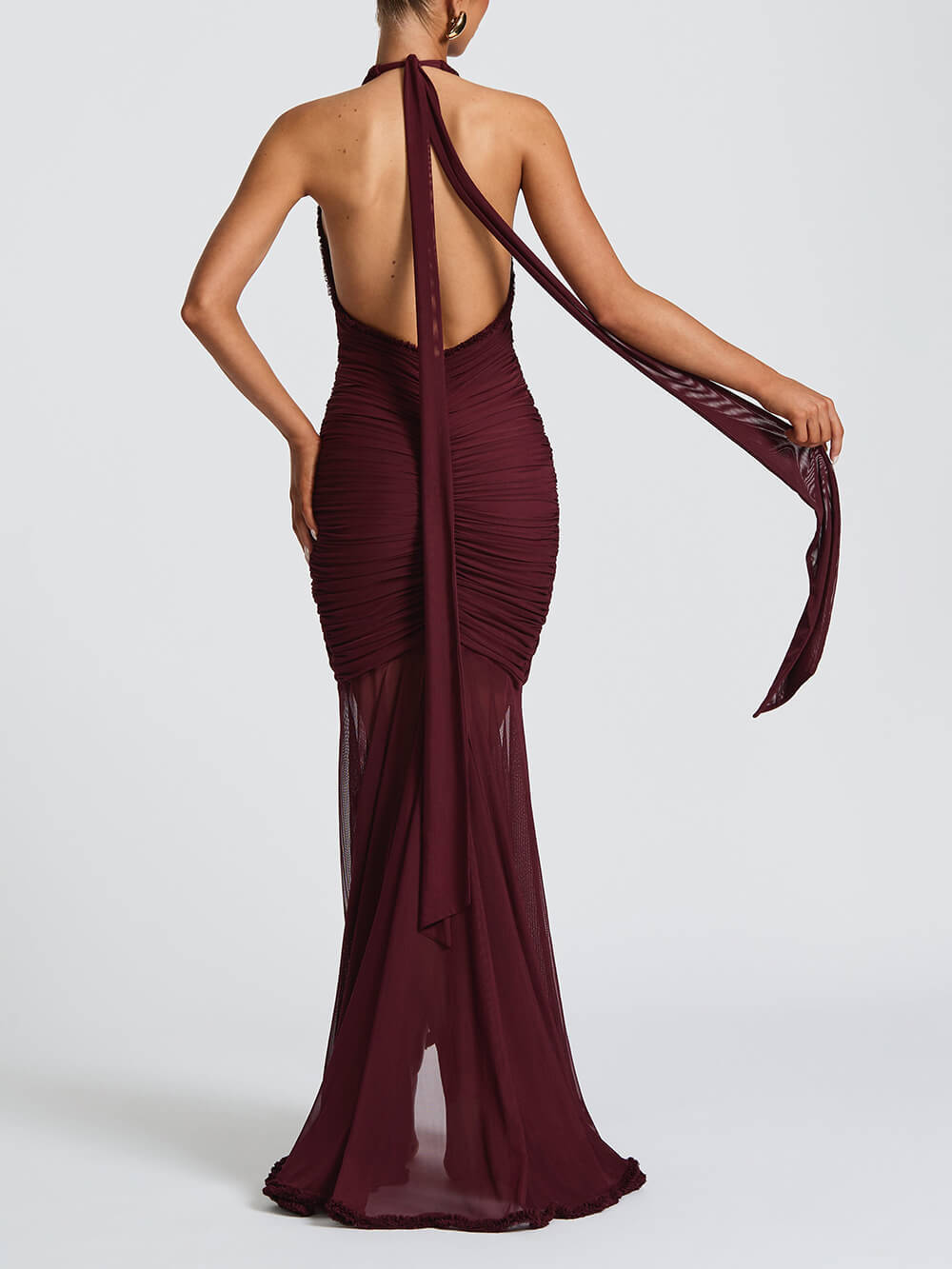 Mesh Panel Elegant Maxi Dress