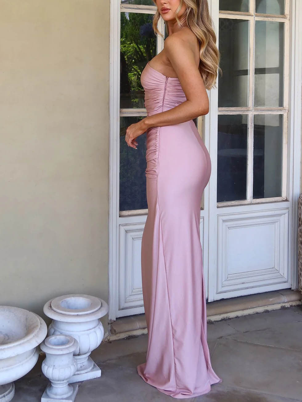 Asymmetric Shoulder Waist-Tied Dress