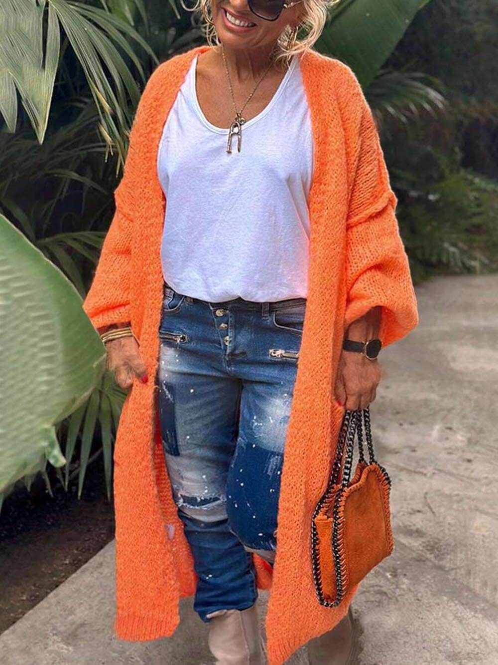 Heart Pattern Plus Size Knit Cardigan