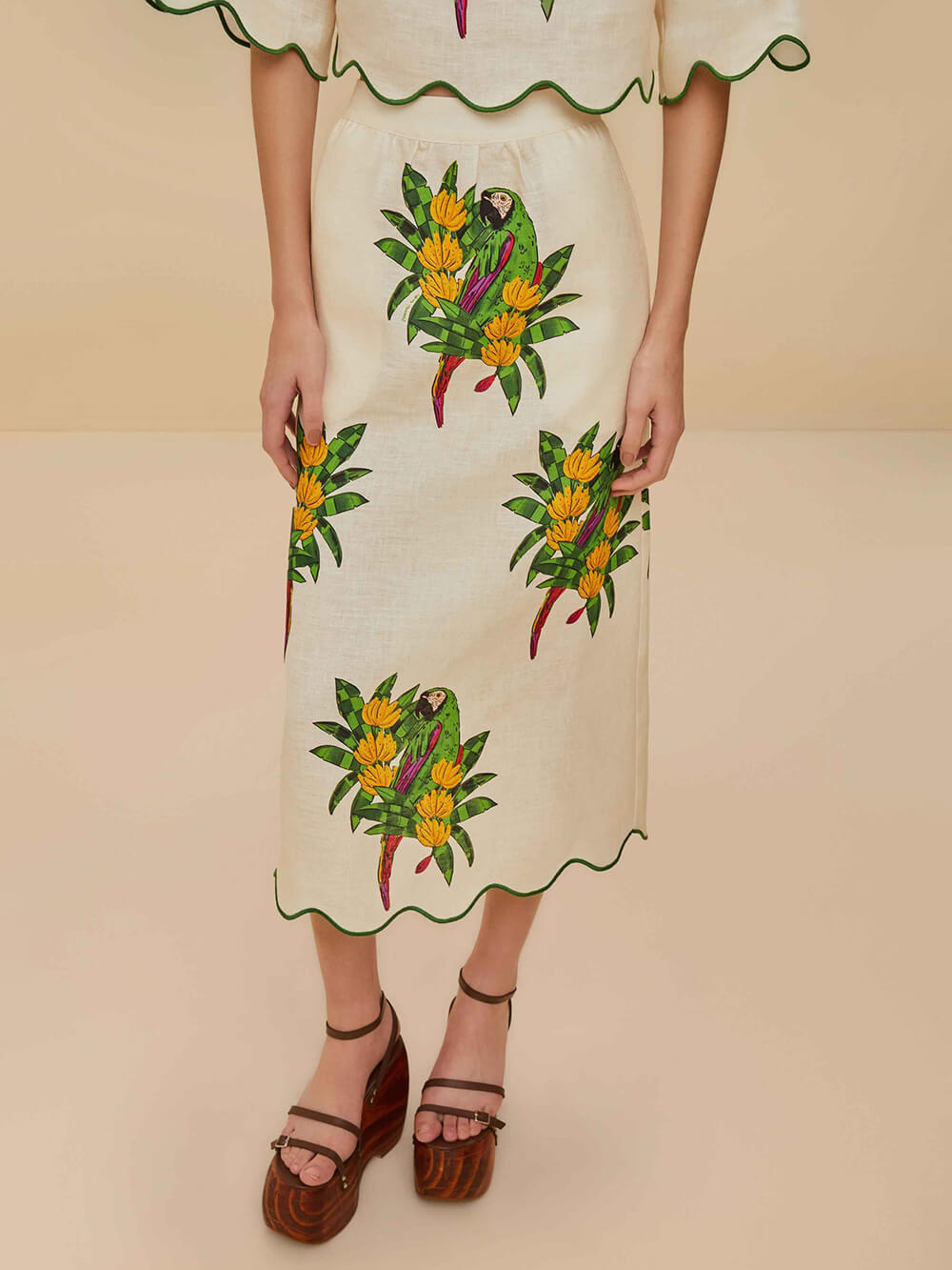 Cotton Lace Trim Sleeveless Skirt Set