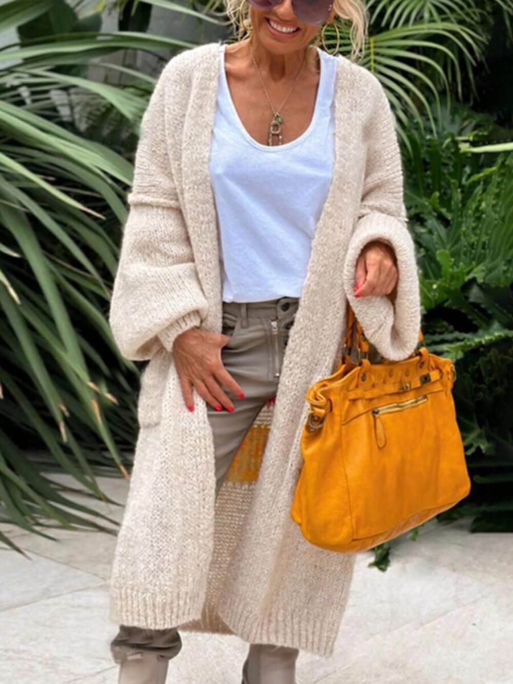 Heart Pattern Plus Size Knit Cardigan