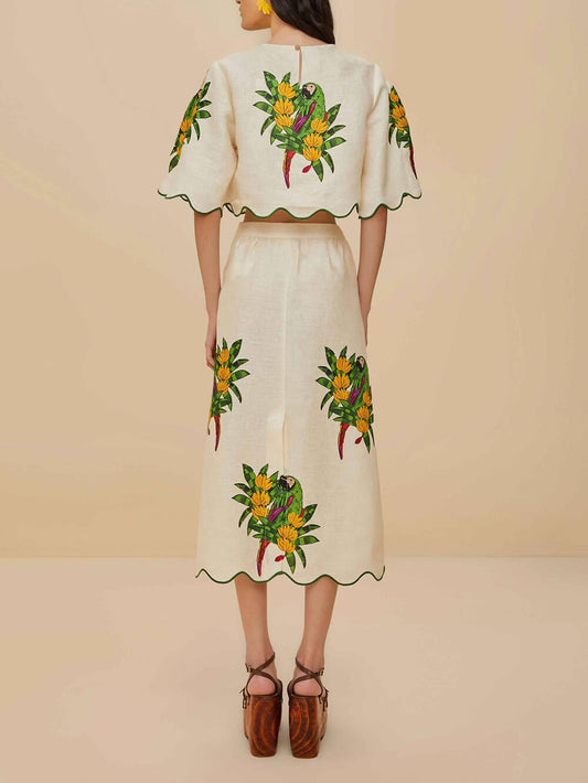 Cotton Lace Trim Sleeveless Skirt Set