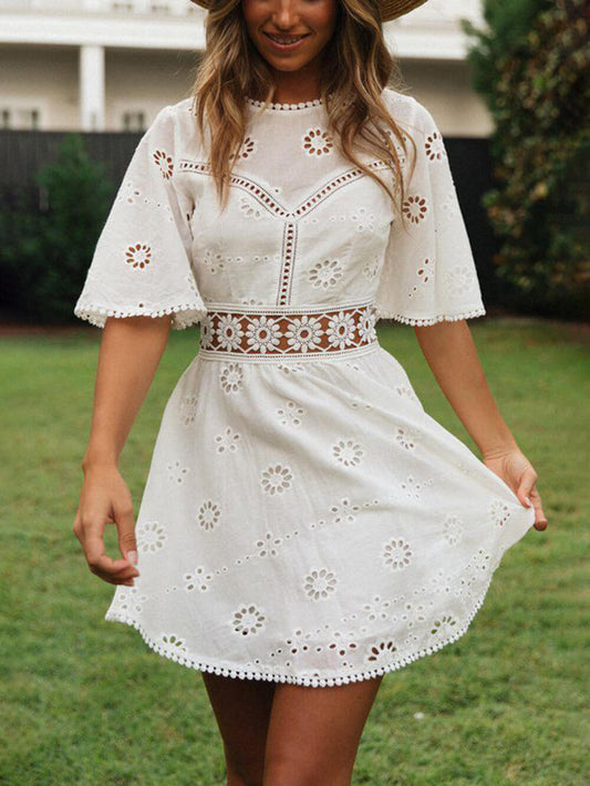 Backless Cutout Fringe Trim Summer Dress