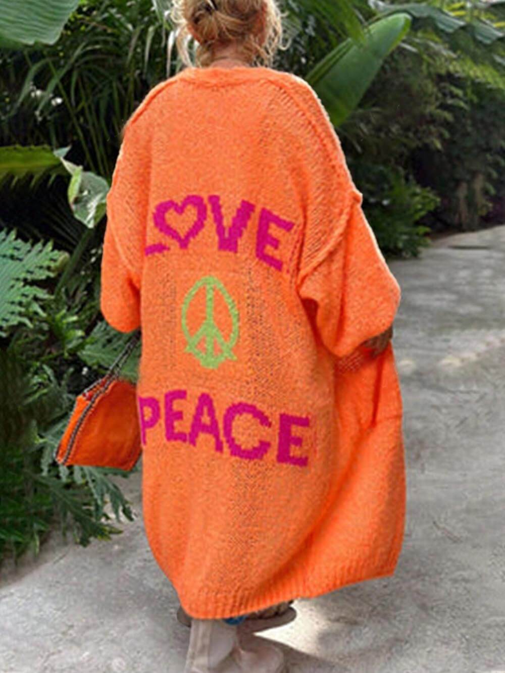 Heart Pattern Plus Size Knit Cardigan