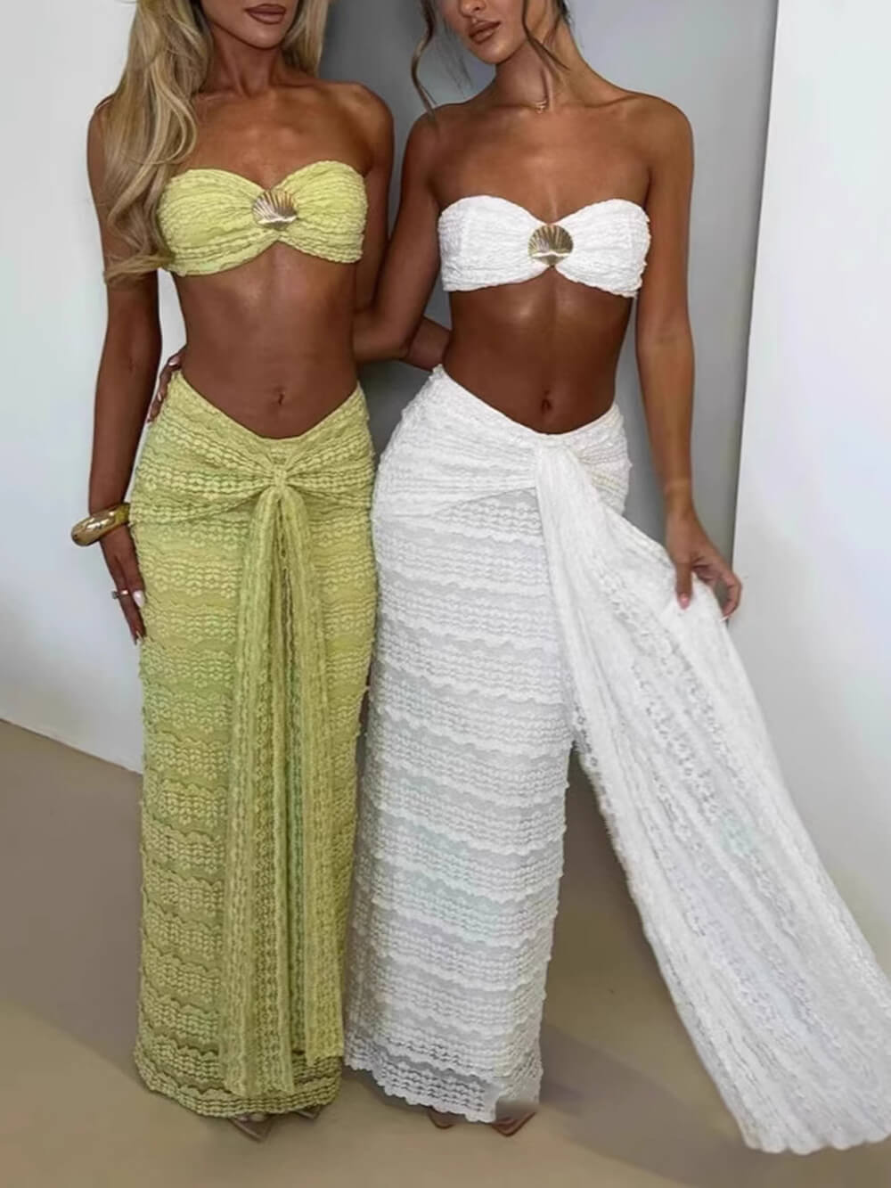 Strapless Shell Top and Ruched Skirt Set