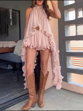 Chiffon Ruffle Halter A-Line Top