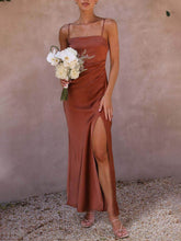 Fashionable Slit Suspender Midi Dress