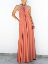 Summer Satin Halter Swing Gown Dress