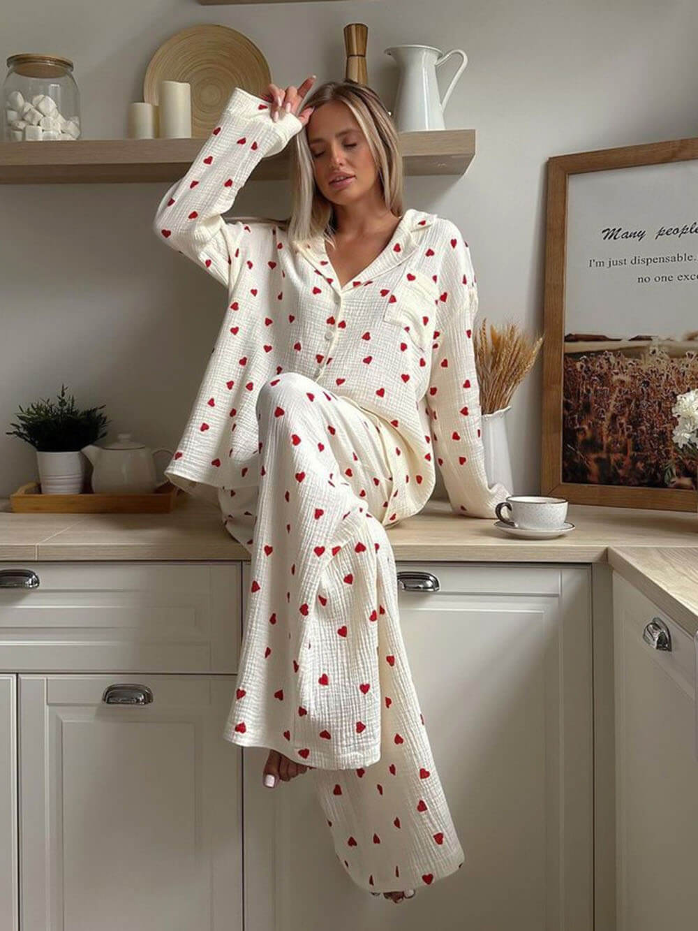 Heart Print Pajama Set