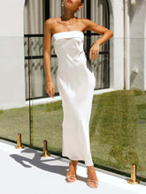 Satin Hollow Backless Strapless Dress