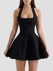 Halterneck Bow Elegant Mini Dress