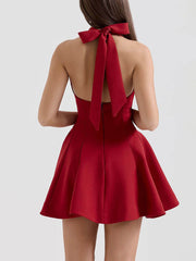Halterneck Bow Elegant Mini Dress