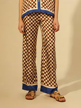 Checkerboard Stripe Splicing Pants