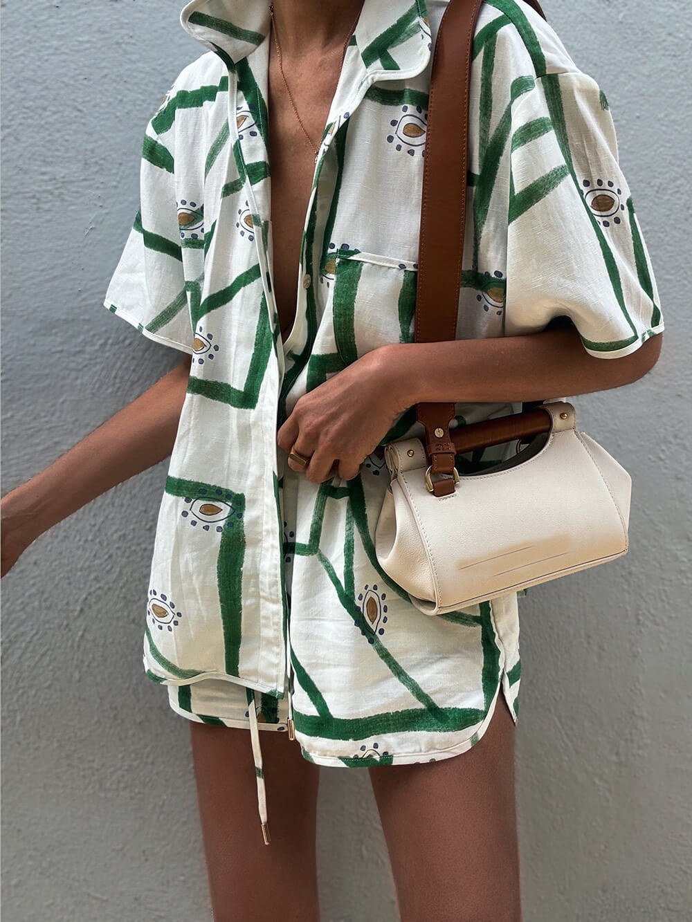 Printed Button Up Top and Shorts Set