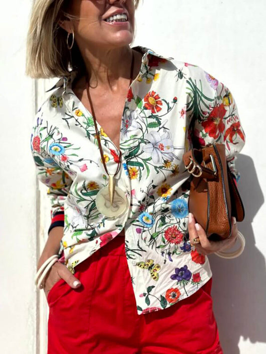 Floral Print Button Down Blouse