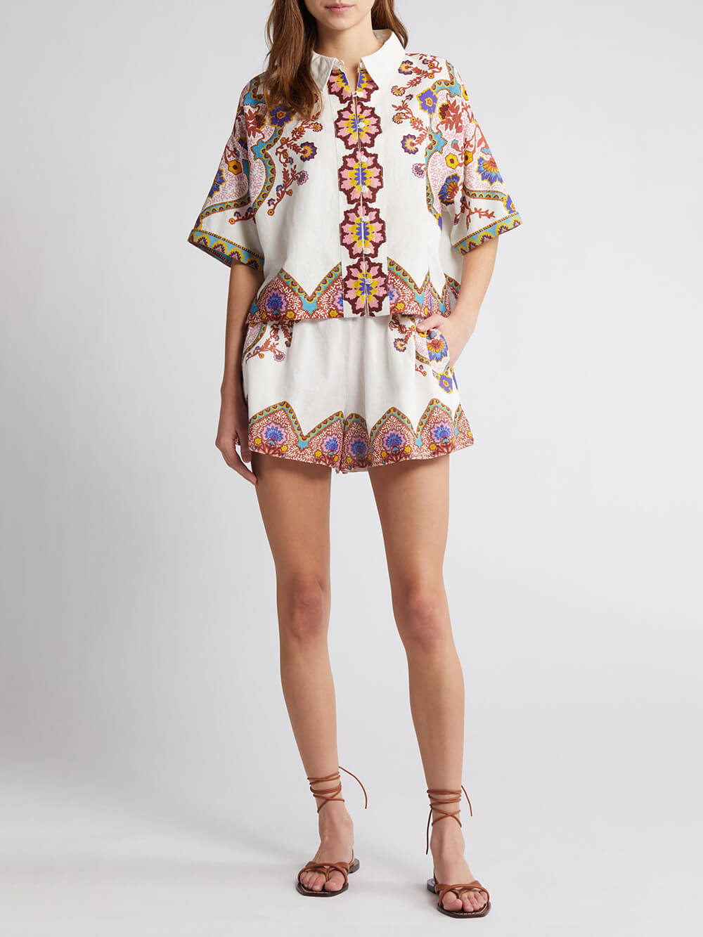 Ethnic Floral Print Shirt Set
