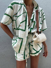 Printed Button Up Top and Shorts Set