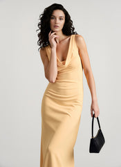 Satin Bodycon Backless Fish Maxi Dress