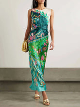 Sleeveless Floral Satin Twist Dress