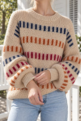 Open Knit Multicolor Stripe Sweater