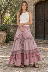Plus Size Women's Summer Vintage Ruffles Oversized Lace Maxi Skirts