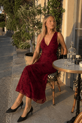 Floral Print V-Neck Sleeveless Fitted Party Dress