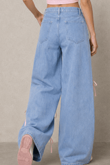 Bow High Waist Wide Leg Jeans