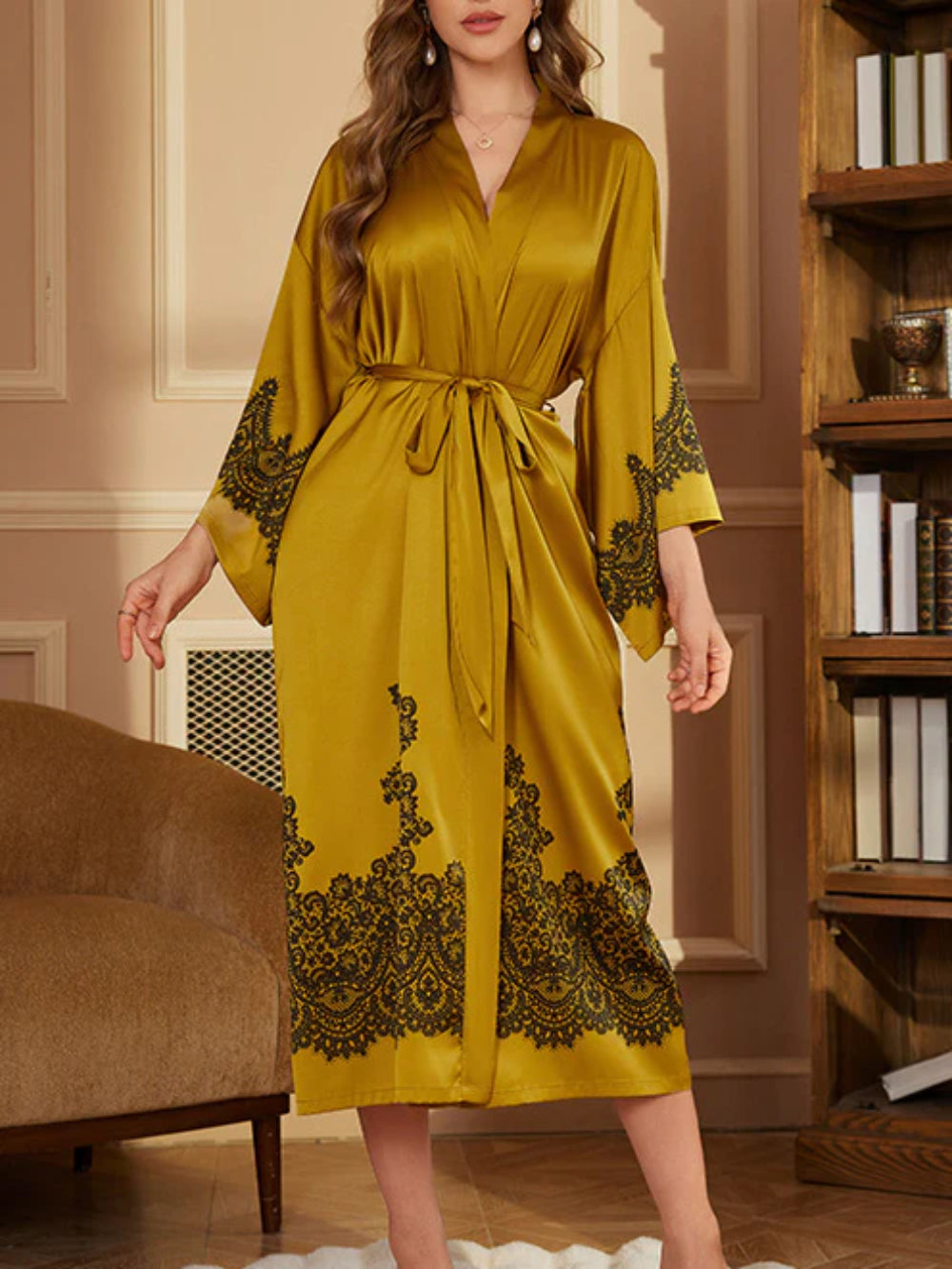 Satin Print Sleepwear Robe