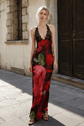 Lace Spaghetti Strap Holiday Maxi Dress