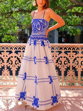 Painted Crochet Floral Print Unique Midi Dress