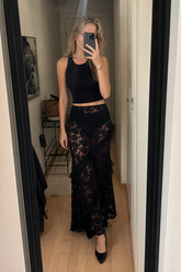 Lace Insert Bodycon Maxi Skirt