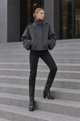 Vintage Stand Collar Buttoned Short Wool Coat