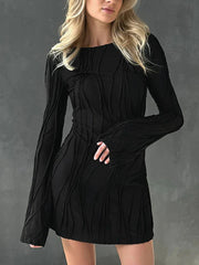 Wave Stripe Long Sleeve Bodycon Dress