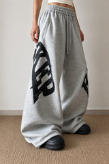 Oversized Letter Print Wide Leg Pants