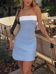 Color Block Tube Top Fitted Mini Dress