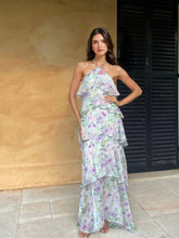 Halter Neck Multi-Layered Ruffle Floral Dress