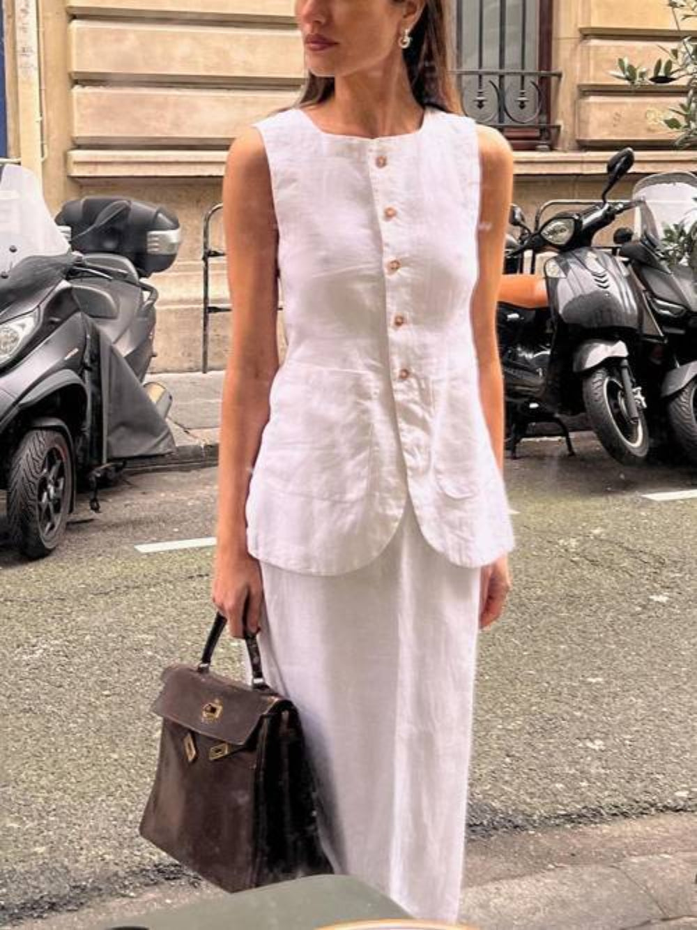 Square Neck Vest & Skirt Set