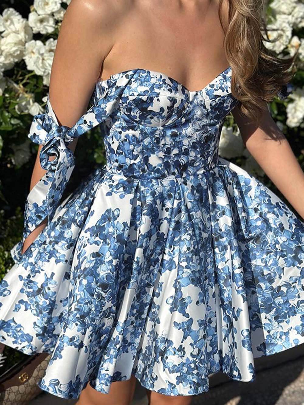 Printed Lace-Up Waist Slim Mini Dress