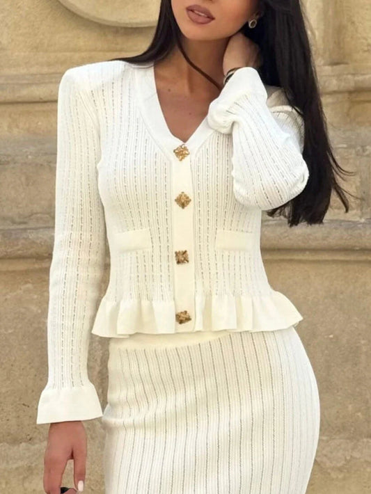 Hollow Knit Long Sleeve Cardigan