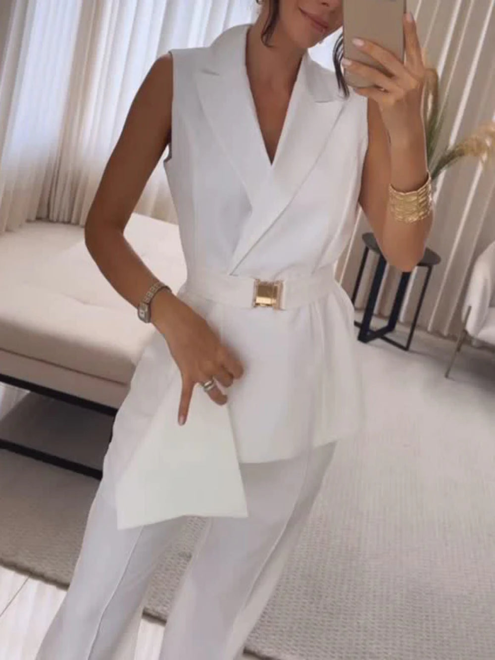 Asymmetrical Hem Suit Vest