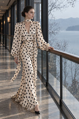 Vintage Polka Dot Sash Maxi Dress