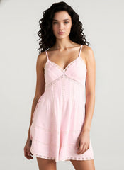 Lace Patchwork Hollow Ruffle Cami Mini Dress