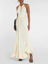 Halter Neck Drawstring Maxi Dress