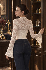 Lace Cutout Flare Sleeve T-shirt