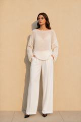 Hollow Out Bell Sleeve Knit Sweater