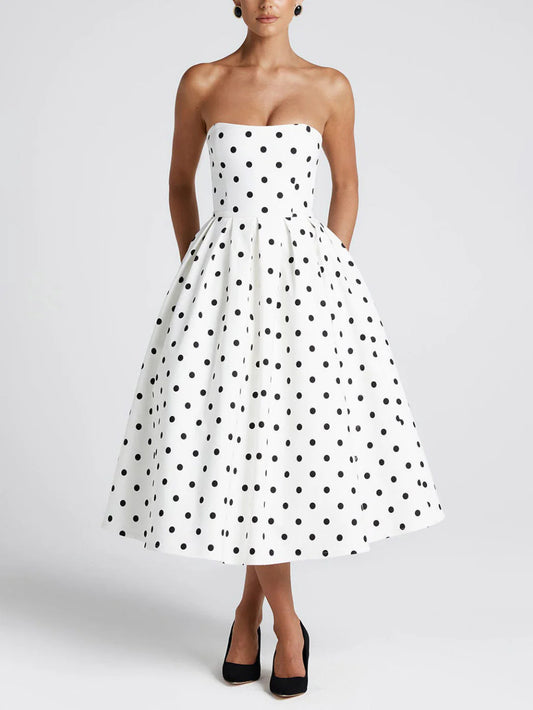 Elegant Retro Polka Dot Print Dress