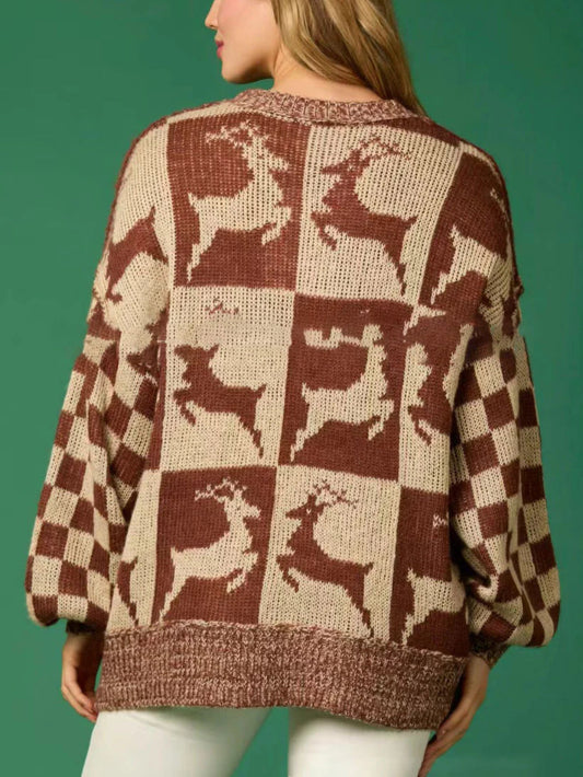 Casual Elk Pattern Knit Sweater